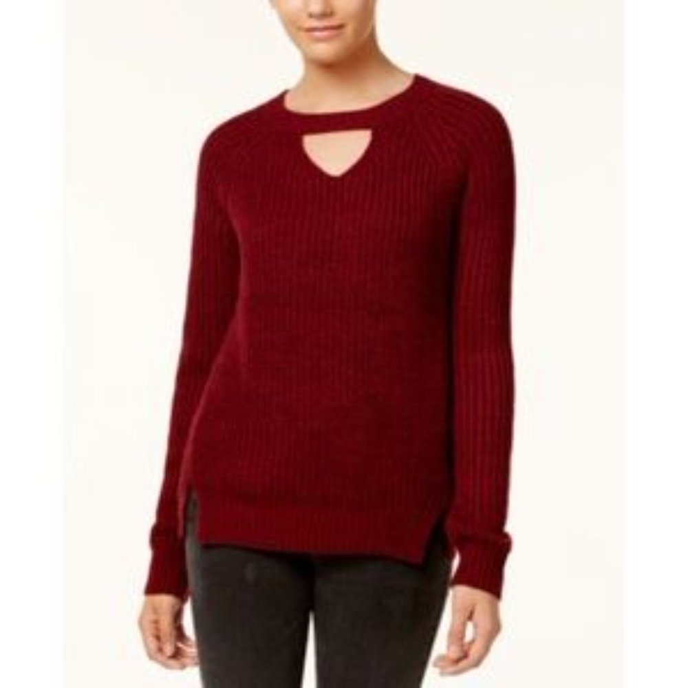 Freshman Burgundy Keyhole Pullover Sweater L
